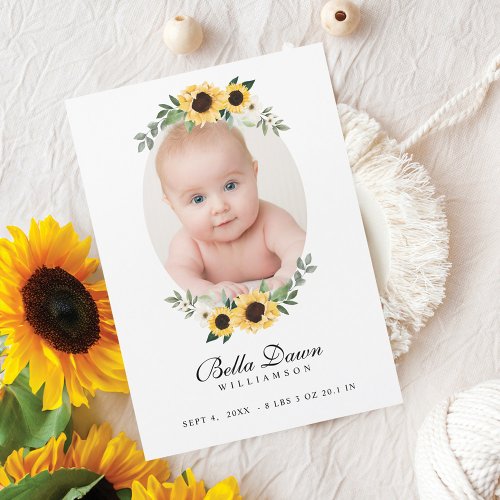 Yellow Watercolor Sunflowers Wreath Baby Photo