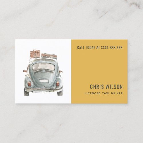 YELLOW WATERCOLOR TAXI HIRING CAB DRIVER SERVICE BUSINESS CARD
