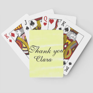 Yellow watercolor thank you pastel add name retro  poker cards