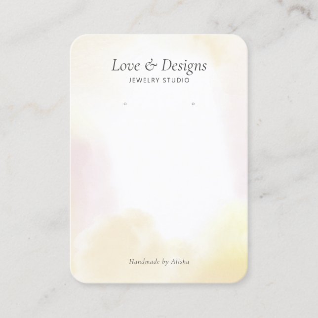 Yellow Watercolor Wash Earring Jewelry Display Business Card (Front)