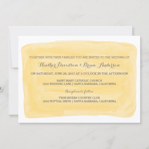 Yellow Watercolor Wedding Invite