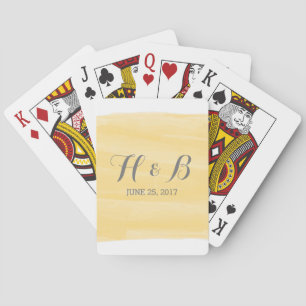 Yellow Watercolor Wedding Playing Cards