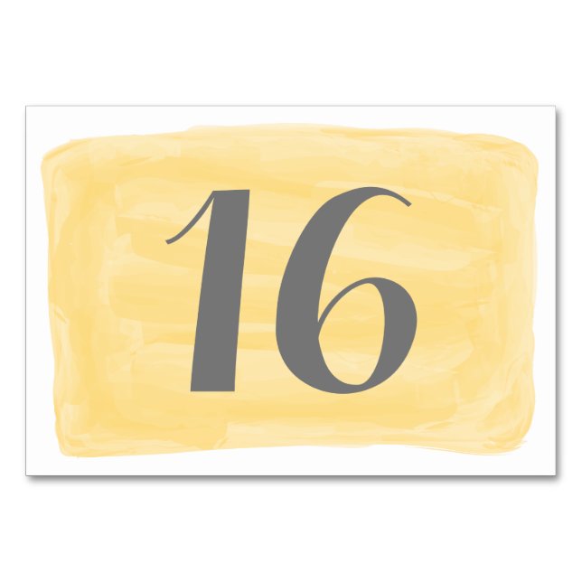 Yellow Watercolor Wedding Table Card (Front)