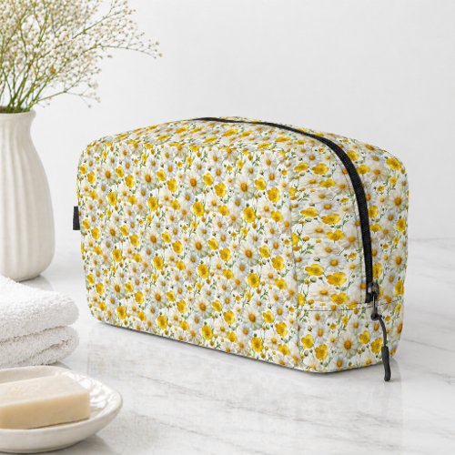 Yellow Watercolor Wildflower Pattern Dopp Kit