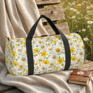 Yellow Watercolor Wildflower Pattern  Duffle Bag