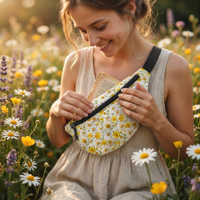 Yellow Watercolor Wildflower Pattern Fanny Pack (Creator Uploaded)