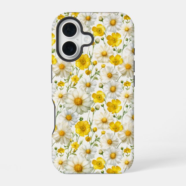 Yellow Watercolor Wildflower Pattern  Iphone Case (Back)