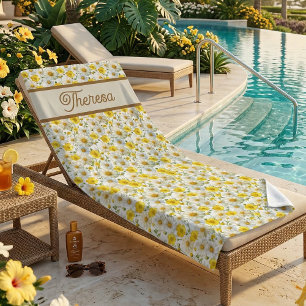 Yellow Watercolor Wildflower Pattern Name Beach Towel