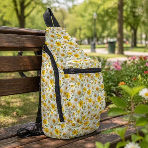 Yellow Watercolor Wildflower Pattern Sling Bag