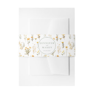 Yellow Watercolor Wildflower Wedding Belly Band