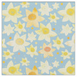 Yellow Watercolour Daffodil &amp; Dots Pattern Fabric
