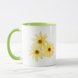 Yellow watercolour dahlia summer flowers mug