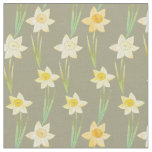 Yellow Watercolour Stemmed Daffodil Pattern Fabric