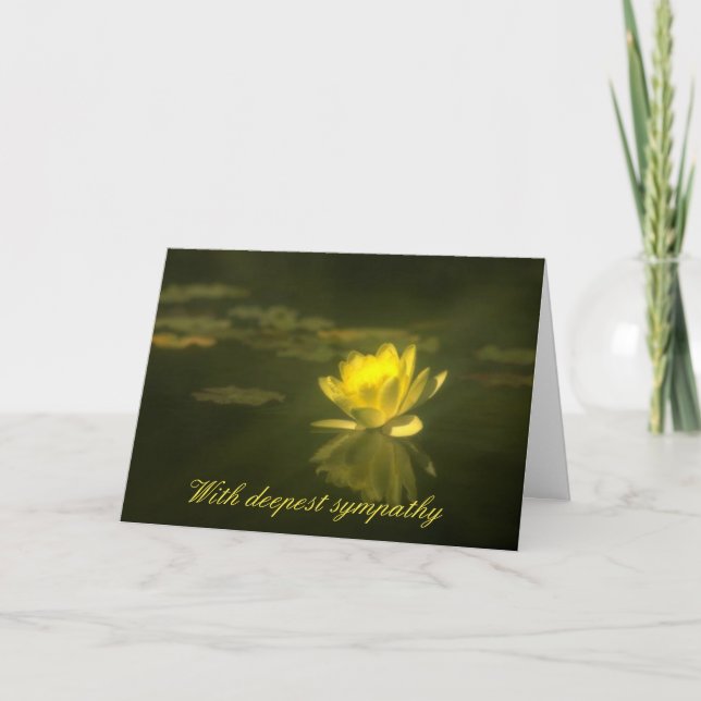 Yellow Waterlily Condolence Card (Front)