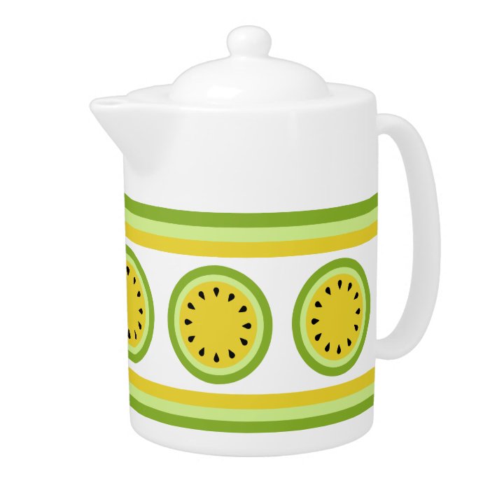 Yellow Watermelon and Stripes  Teapot