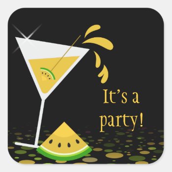 Yellow Watermelon Martini Cocktail Party Sticker by SpecialOccasionCards at Zazzle
