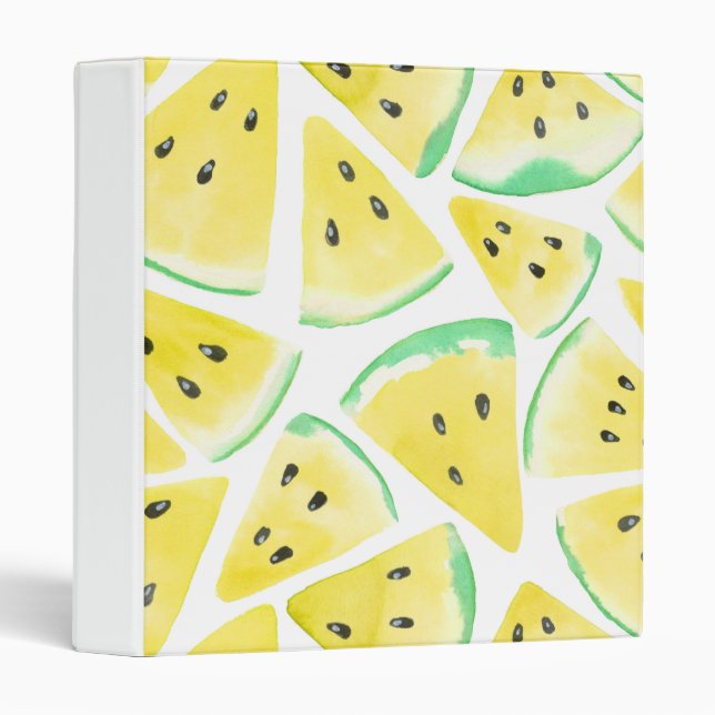 Yellow watermelon slices pattern 3 ring binder (Front/Spine)