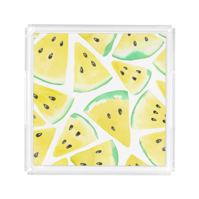 Yellow watermelon slices pattern acrylic tray (Front)