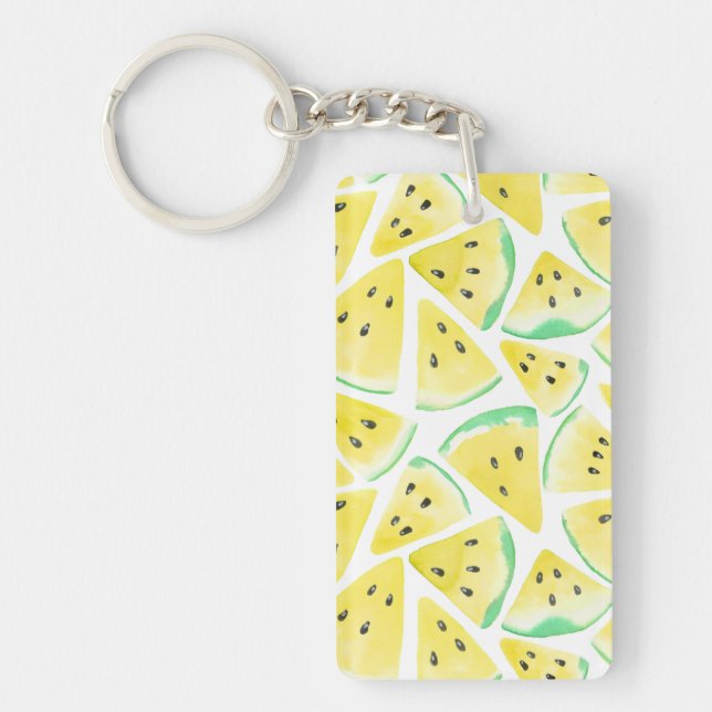 Yellow watermelon slices pattern keychain (Front)