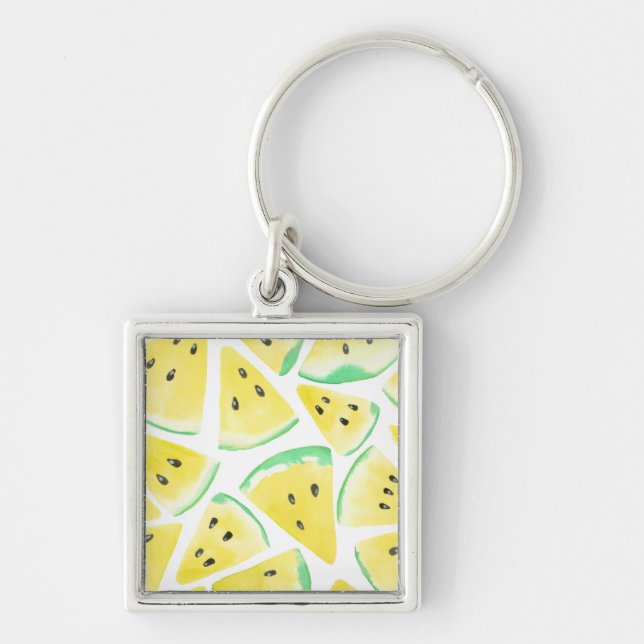 Yellow watermelon slices pattern keychain (Front)