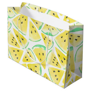 Yellow watermelon slices pattern large gift bag