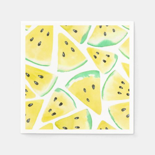 Yellow watermelon slices pattern paper napkins