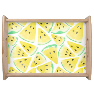 Yellow watermelon slices pattern serving tray