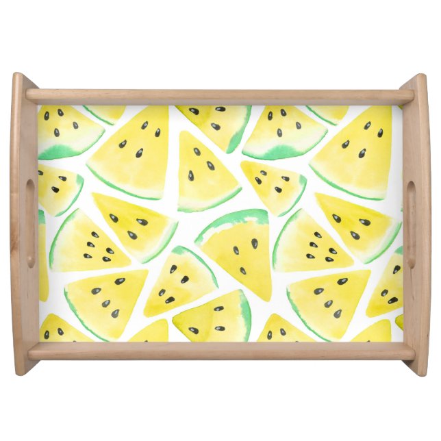 Yellow watermelon slices pattern serving tray (Front)