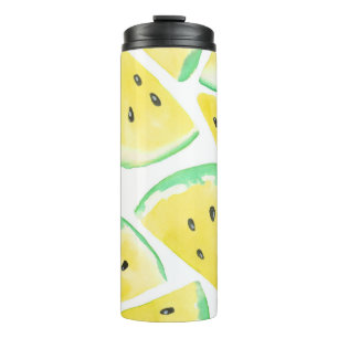 Yellow watermelon slices pattern thermal tumbler