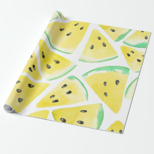 Yellow watermelon slices pattern wrapping paper
