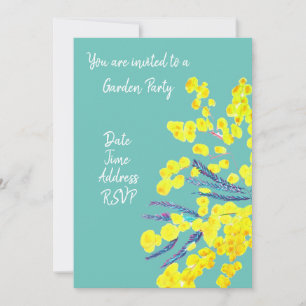Yellow Wattle flower Garden party function Invitation