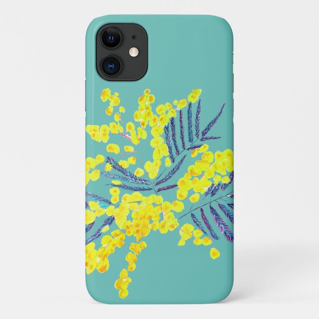 Yellow Wattle Mimosa Australian flower art Case-Mate iPhone Case (Back)