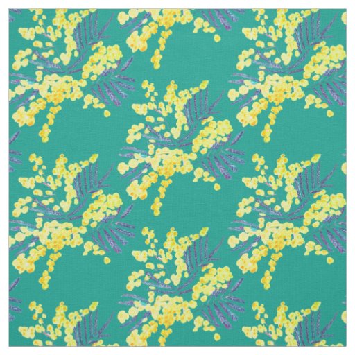 Yellow Wattle Mimosa Australian flower art Fabric