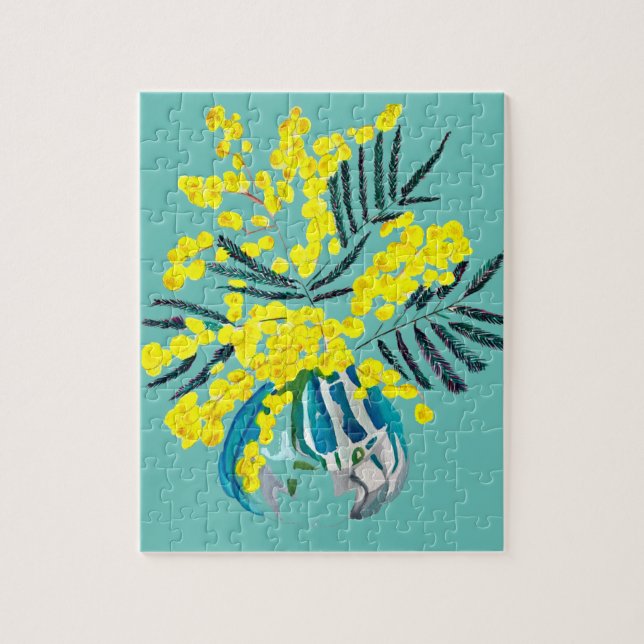 Yellow Wattle Mimosa Australian flower art Jigsaw Puzzle (Vertical)