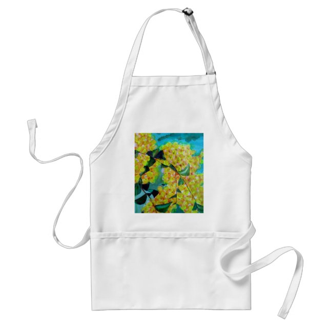 Yellow Wattle native Australian flower art Adult Apron (Front)