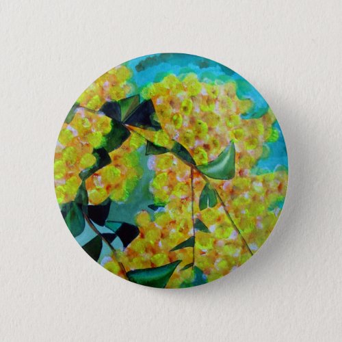 Yellow Wattle native Australian flower art Button