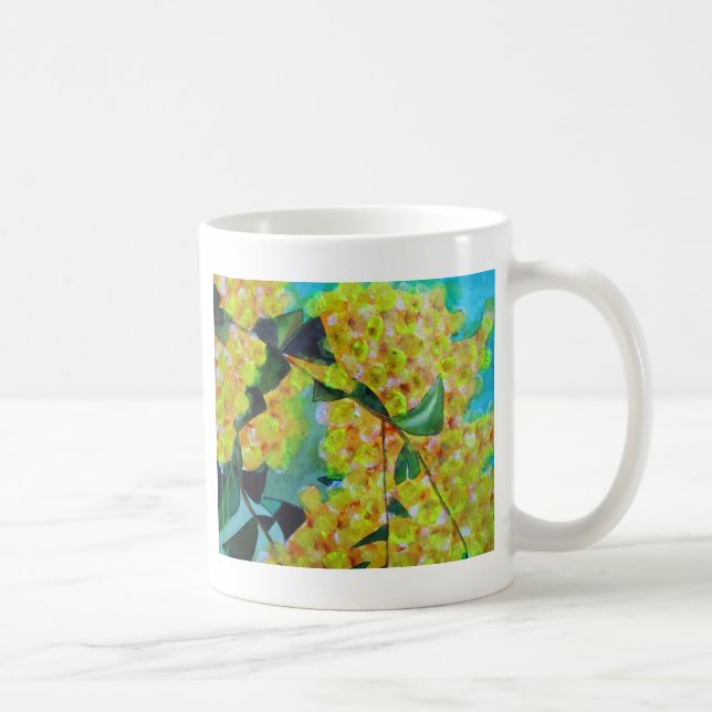Yellow Wattle native Australian flower art Coffee Mug (Right)