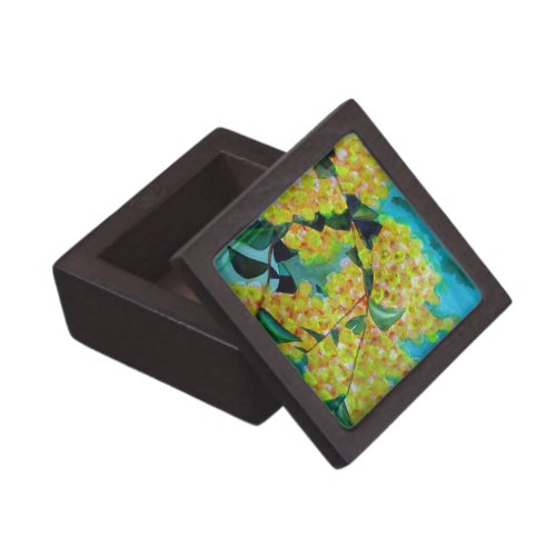 Yellow Wattle native Australian flower art Jewelry Box