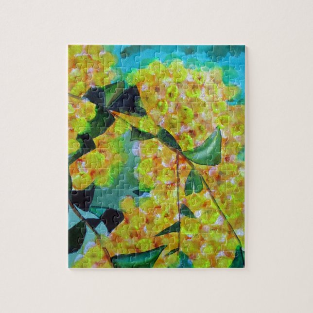Yellow Wattle native Australian flower art Jigsaw Puzzle (Vertical)