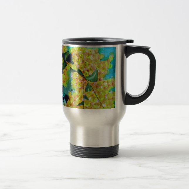 Yellow Wattle native Australian flower art Travel Mug (Right)