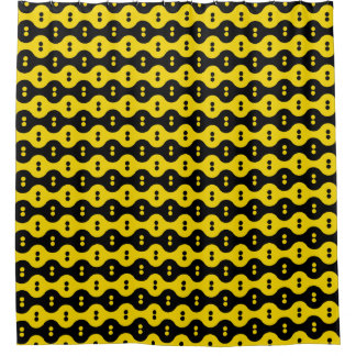 Yellow Wavy Dots Shower Curtain