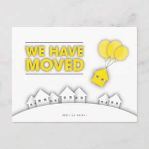 Yellow We Have Moved Houses Postcard