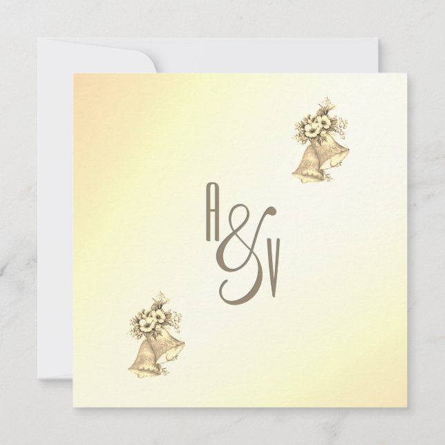 Yellow Wedding Bells Invitation (Back)