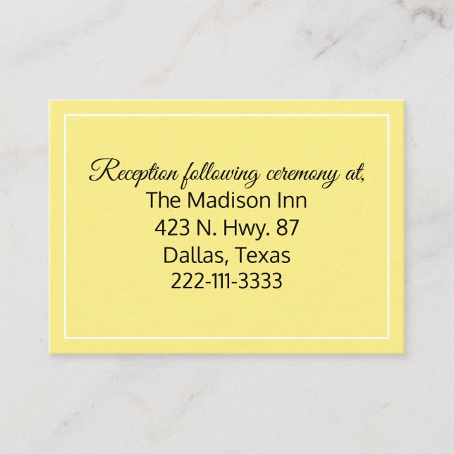 Yellow Wedding enclosure cards (Front)