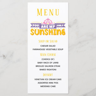 Yellow Wedding Menu - My Sunshine Purple Summer