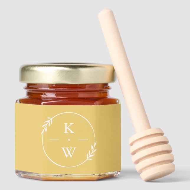 Yellow Wedding Monogram Honey Jar Favors (Front)