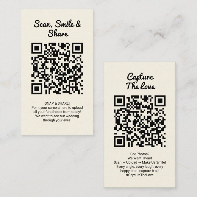 Yellow Wedding Photo Sharing Capture Love QR Code  Business Card (Front/Back)