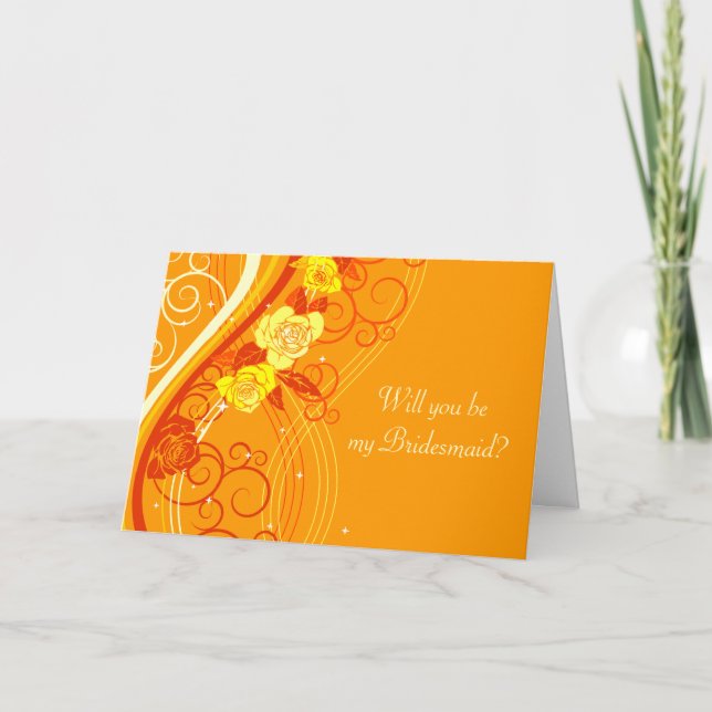Yellow Wedding Roses Orange Invitation (Front)