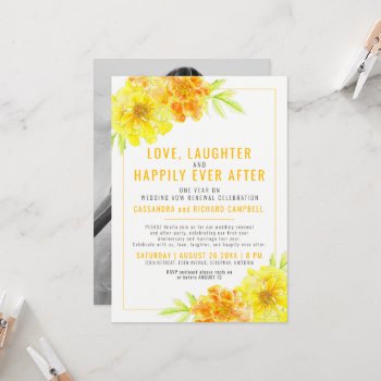 Yellow Wedding Vow Renewal 1 Year On Happily After Invitation by mylittleedenweddings at Zazzle