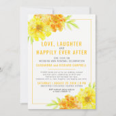 Yellow wedding vow renewal 1 year on happily after invitation (Front)